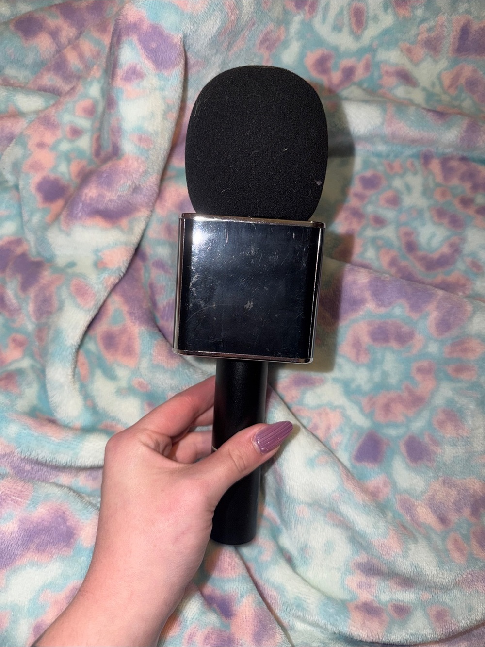 Black Handheld Interview Microphone with Foam Windscreen - Unbranded
